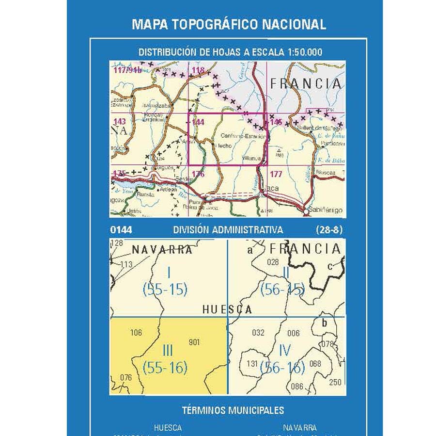 Carte topographique de l'Espagne n° 0144.3 - Hecho | CNIG - 1/25 000 carte de randonnée CNIG 