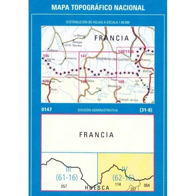 Carte topographique de l'Espagne n° 0147.4 - Bachimala | CNIG - 1/25 000 carte de randonnée CNIG
