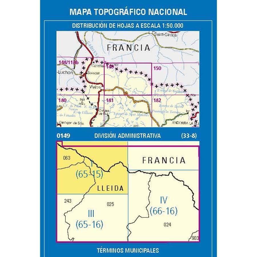 Carte topographique de l'Espagne n° 0149.1 - Estanh long de Liat | CNIG - 1/25 000 carte de randonnée CNIG