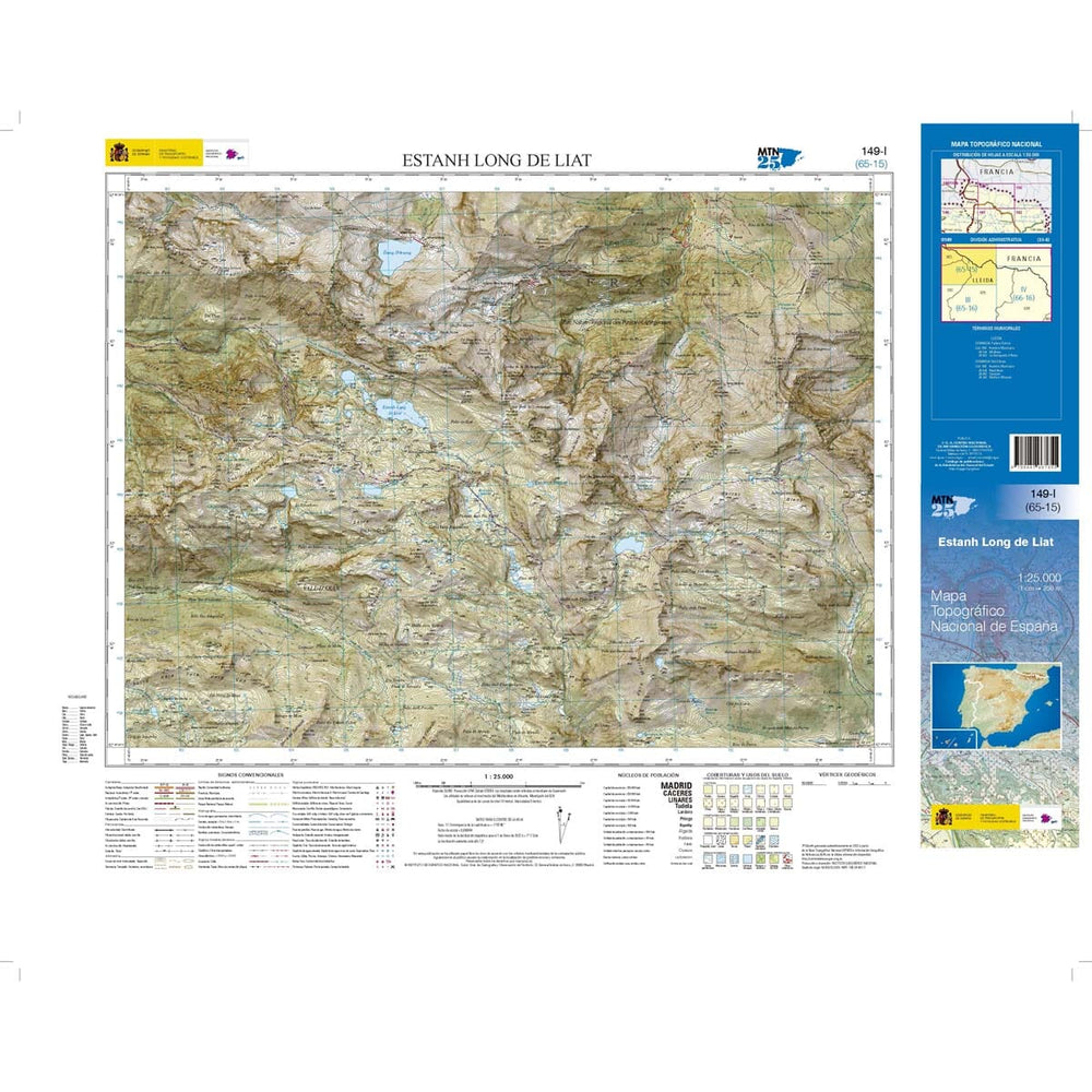 Carte topographique de l'Espagne n° 0149.1 - Estanh long de Liat | CNIG - 1/25 000 carte pliée CNIG 