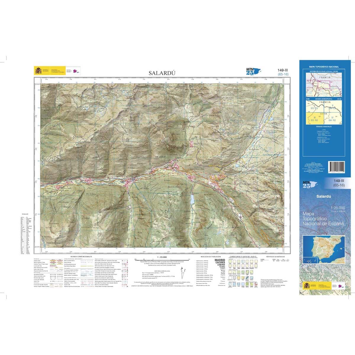 Carte topographique de l'Espagne n° 0149.3 - Salardú | CNIG - 1/25 000 carte de randonnée CNIG
