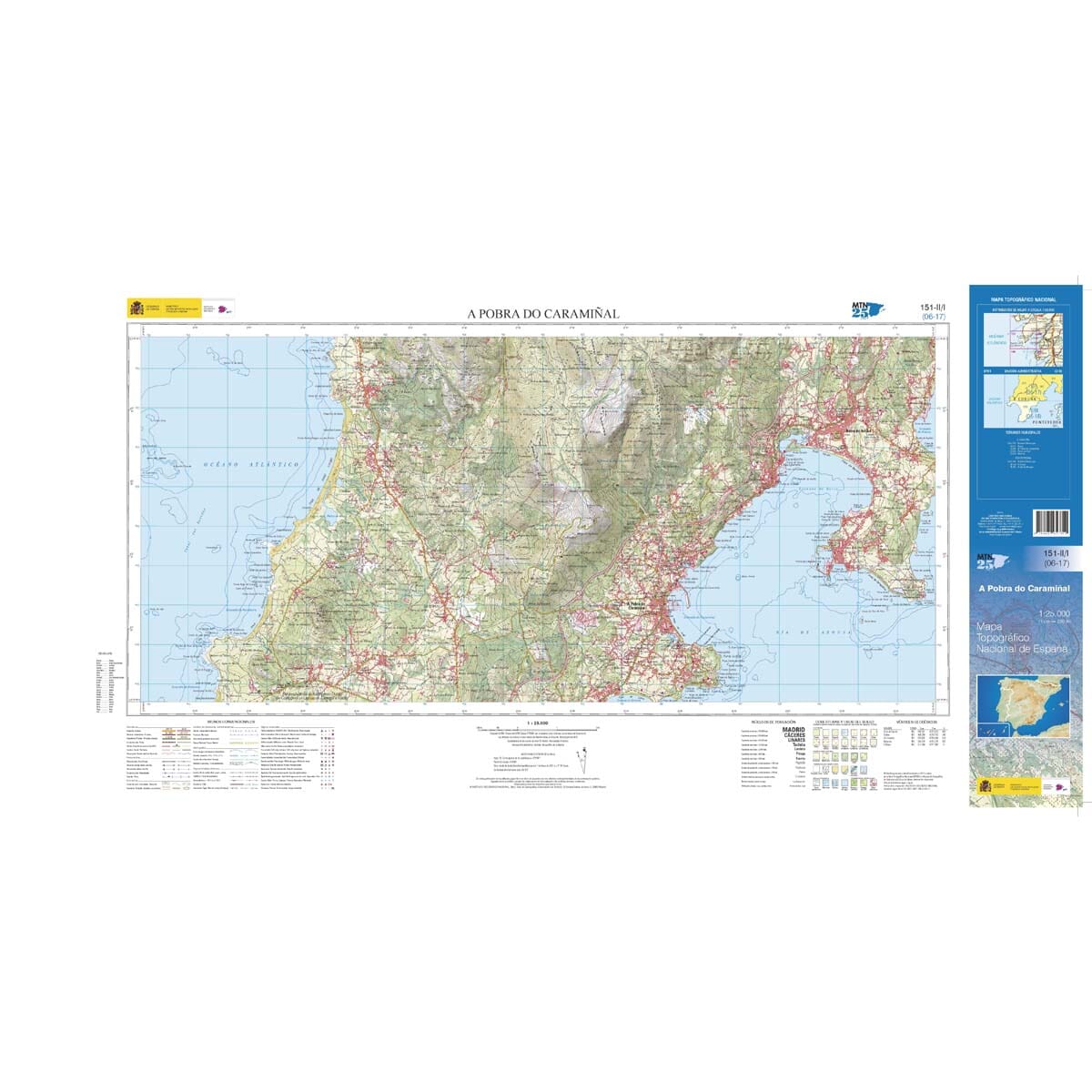 Carte topographique de l'Espagne n° 0151.2/1A - A Pobra do Caramiñal | CNIG - 1/25 000 carte de randonnée CNIG