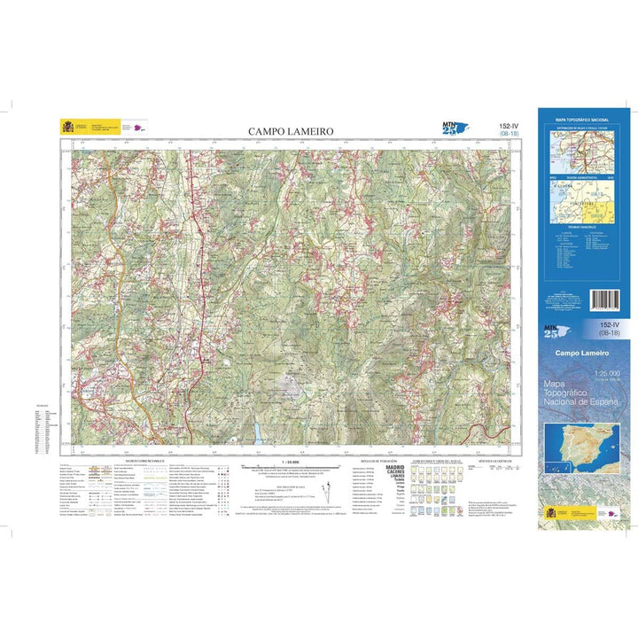 Carte topographique de l'Espagne n° 0152.4 - Campo Lameiro | CNIG - 1/25 000 carte de randonnée CNIG