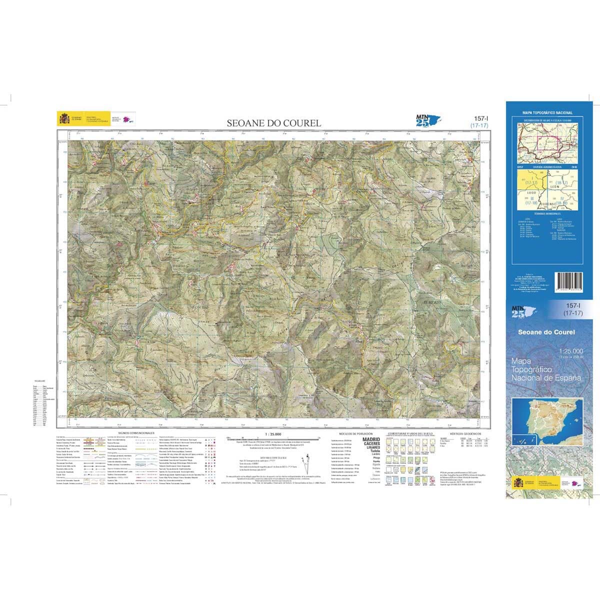 Carte topographique de l'Espagne n° 0157.1 - Seoane do Courel | CNIG - 1/25 000 carte de randonnée CNIG