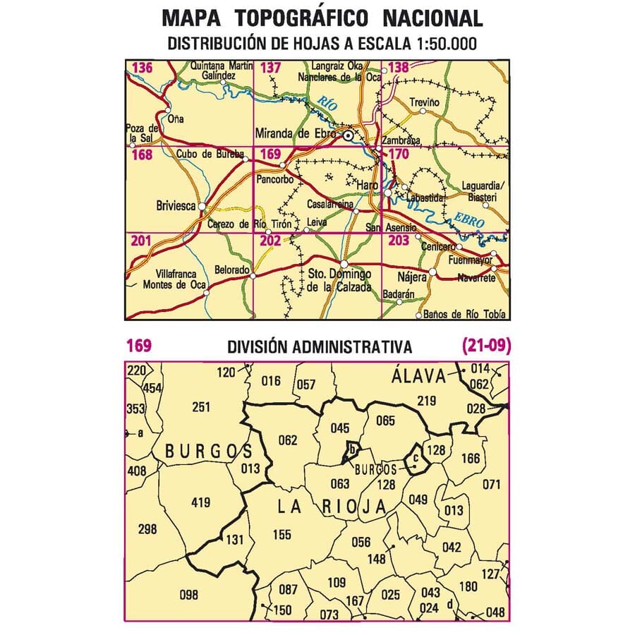 Carte topographique de l'Espagne n° 0169 - Casalarreina | CNIG - 1/50 000 carte de randonnée CNIG