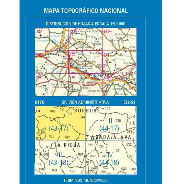 Carte topographique de l'Espagne n° 0170.1 - Labastida / Bastida | CNIG - 1/25 000 carte de randonnée CNIG