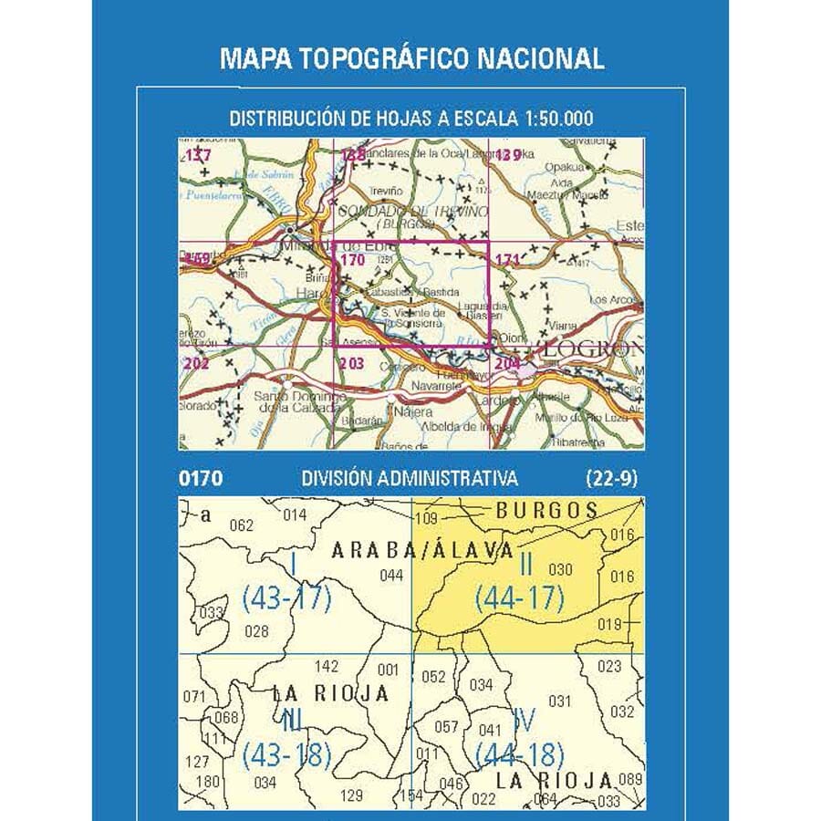 Carte topographique de l'Espagne n° 0170.2 - Lagrán | CNIG - 1/25 000 carte de randonnée CNIG