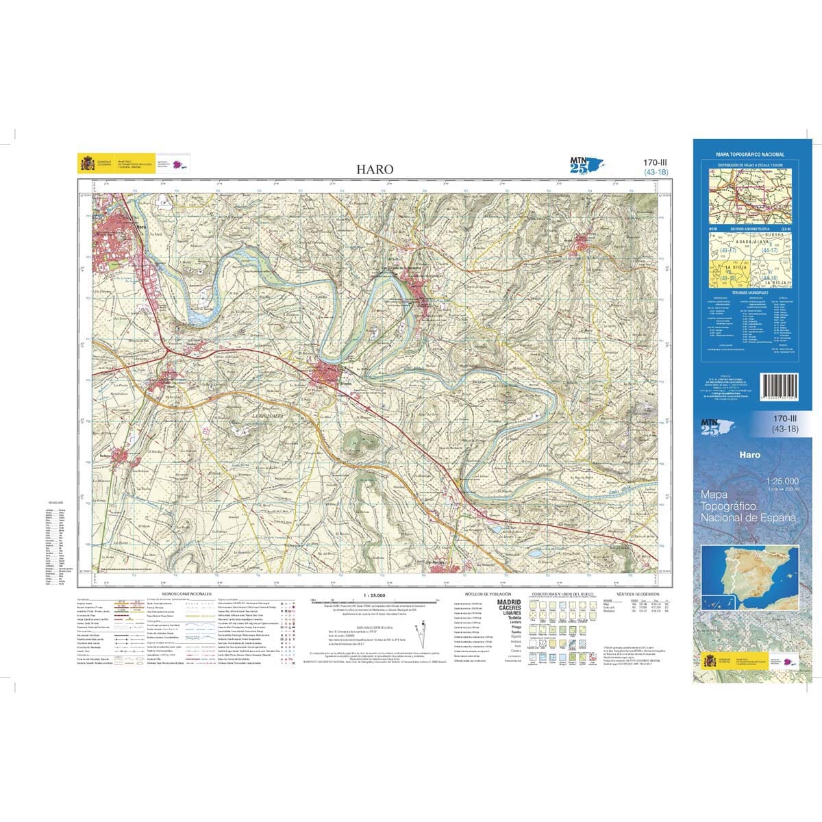 Carte topographique de l'Espagne n° 0170.3 - Haro | CNIG - 1/25 000 carte de randonnée CNIG
