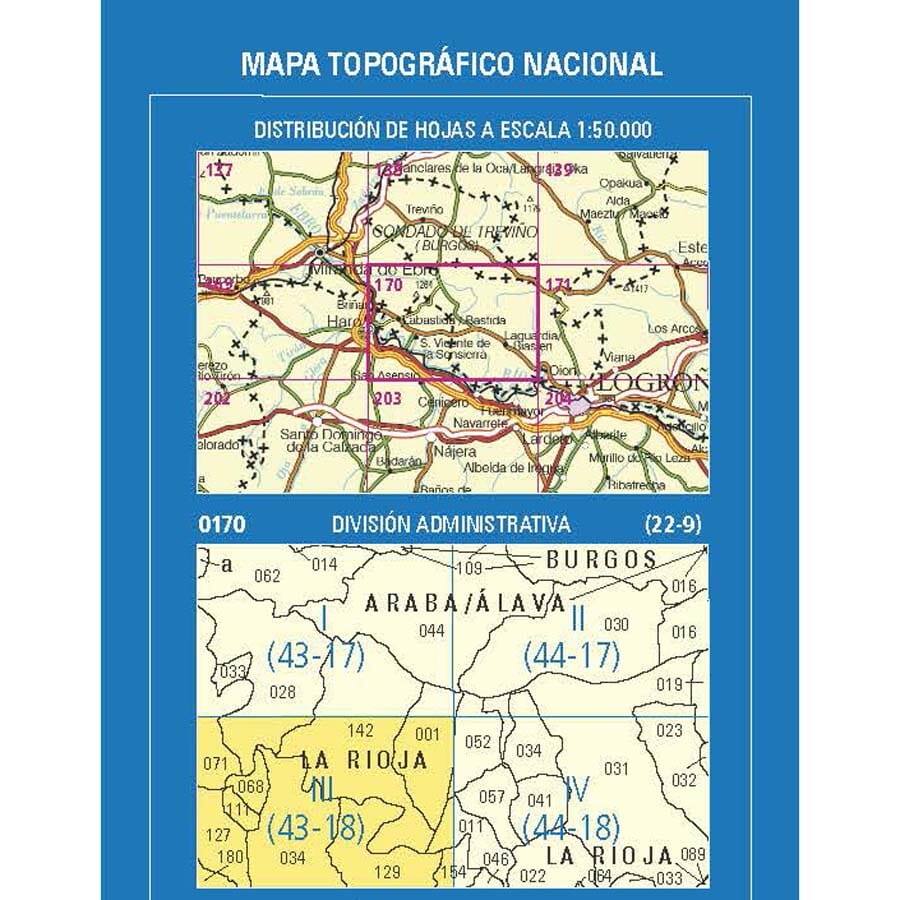 Carte topographique de l'Espagne n° 0170.3 - Haro | CNIG - 1/25 000 carte de randonnée CNIG