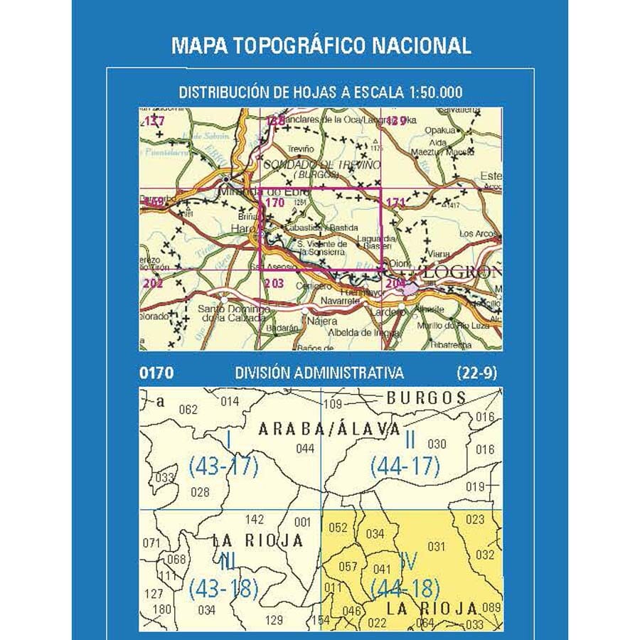 Carte topographique de l'Espagne n° 0170.4 - Laguardia / Biasteri | CNIG - 1/25 000 carte de randonnée CNIG
