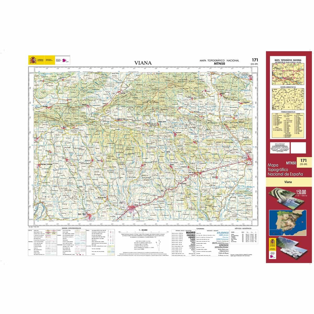 Carte topographique de l'Espagne n° 0171 - Viana | CNIG - 1/50 000 carte pliée CNIG 