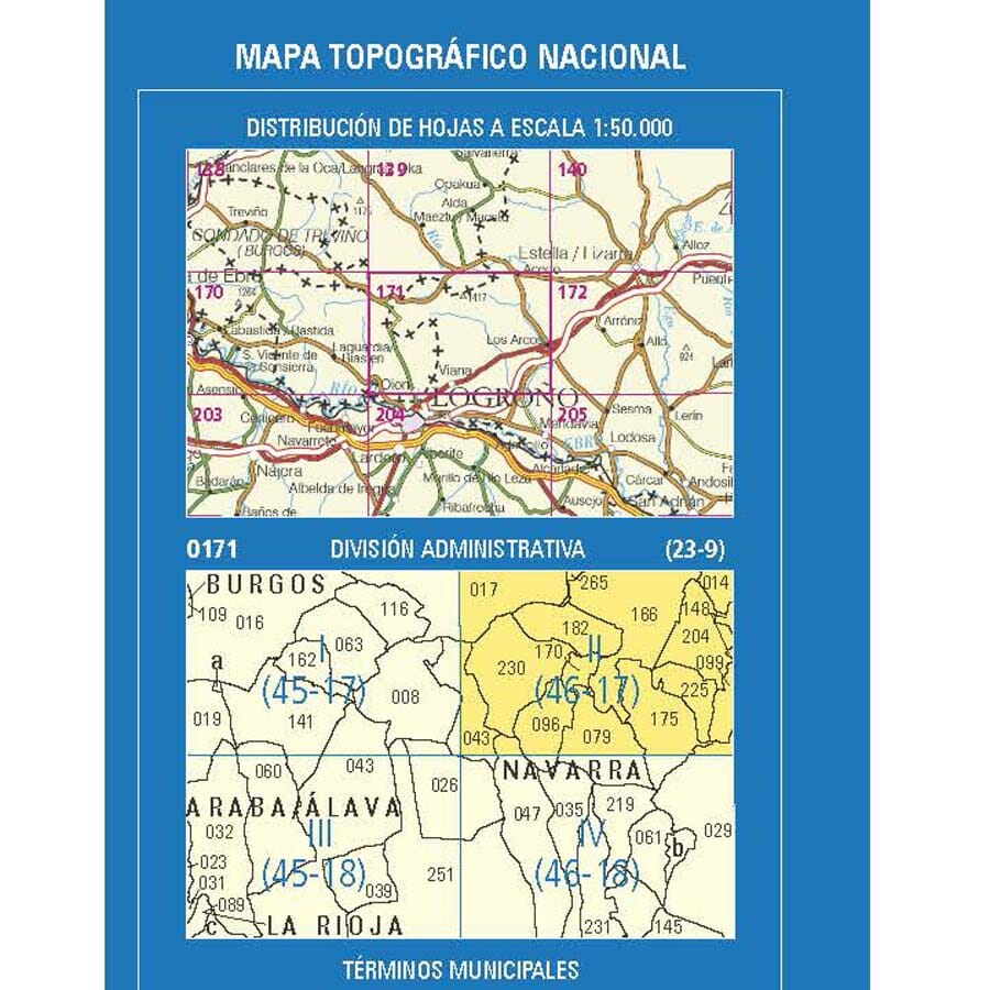 Carte topographique de l'Espagne n° 0171.2 - Mendaza | CNIG - 1/25 000 carte de randonnée CNIG 