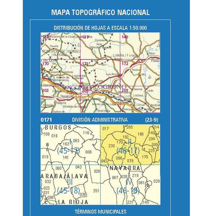 Carte topographique de l'Espagne n° 0171.2 - Mendaza | CNIG - 1/25 000 carte de randonnée CNIG 