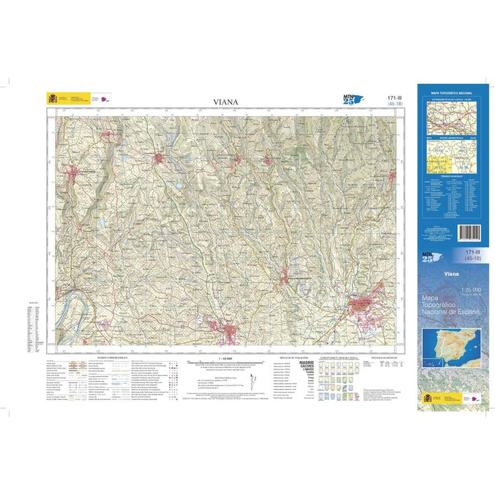 Carte topographique de l'Espagne n° 0171.3 - Viana | CNIG - 1/25 000 carte de randonnée CNIG