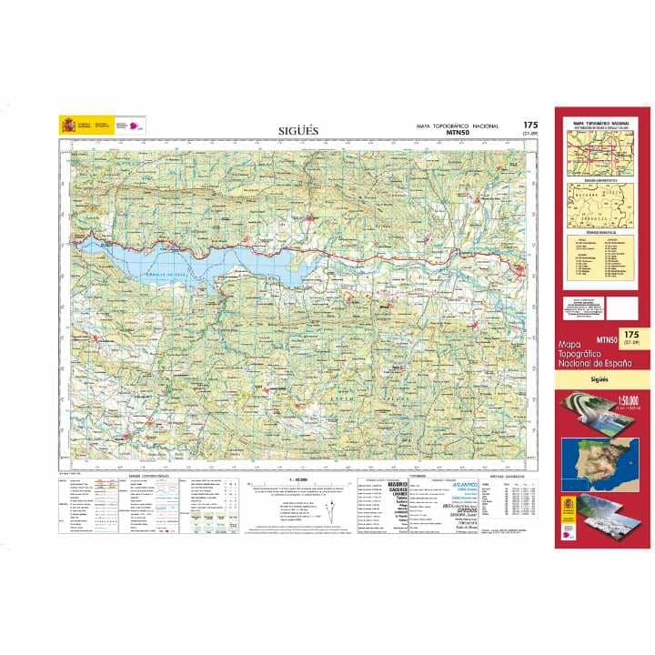 Carte topographique de l'Espagne n° 0175 - Sigüés | CNIG - 1/50 000 carte de randonnée CNIG