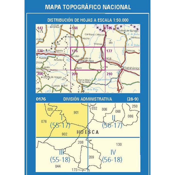 Carte topographique de l'Espagne n° 0176.1 - Embún | CNIG - 1/25 000 carte de randonnée CNIG 