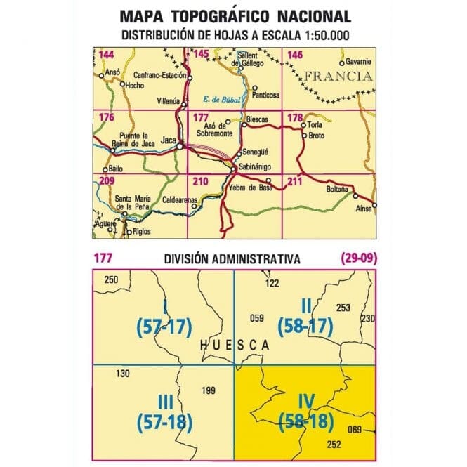 Carte topographique de l'Espagne n° 0177.4 - Senegüé | CNIG - 1/25 000 carte de randonnée CNIG