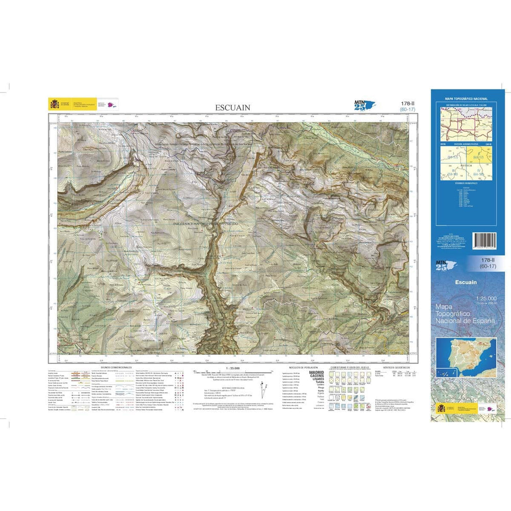 Carte topographique de l'Espagne n° 0178.2 - Escuain | CNIG - 1/25 000 carte pliée CNIG 