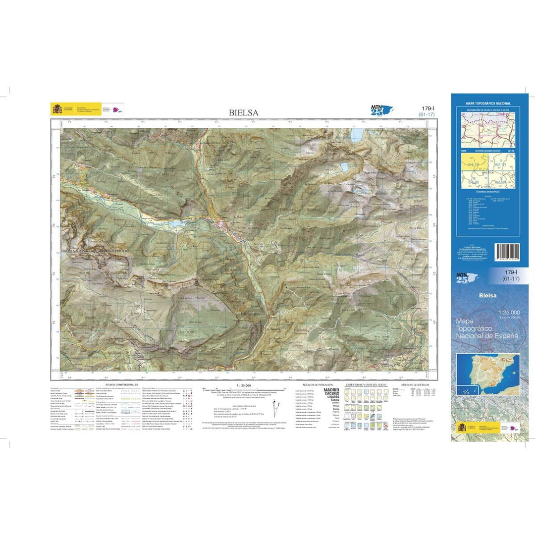 Carte topographique de l'Espagne n° 0179.1 - Bielsa | CNIG - 1/25 000 carte pliée CNIG 