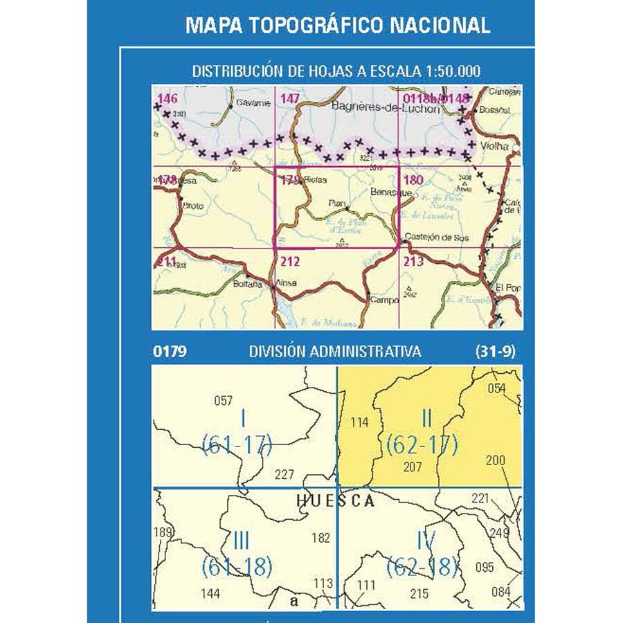 Carte topographique de l'Espagne n° 0179.2 - San Juan de Plan | CNIG - 1/25 000 carte de randonnée CNIG