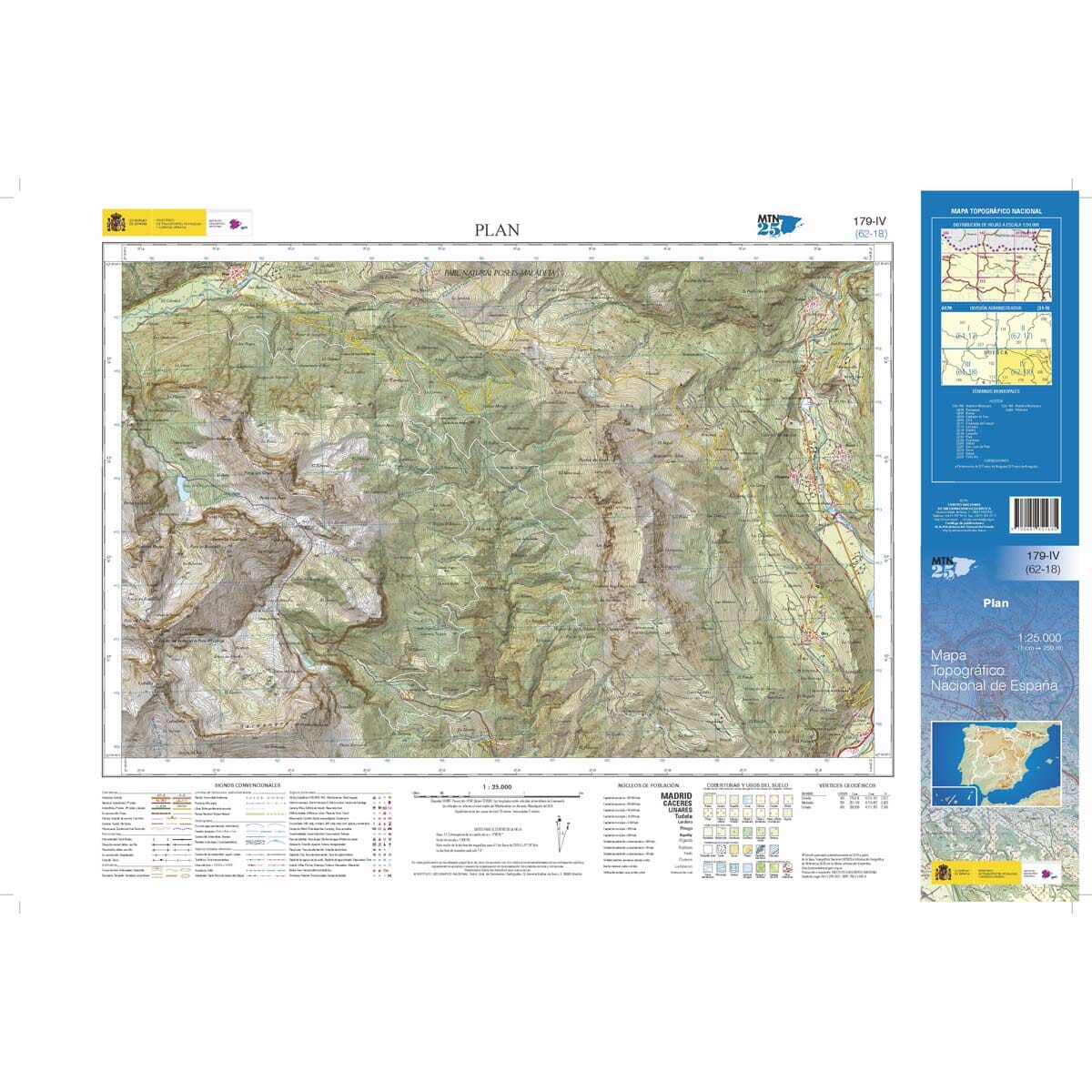 Carte topographique de l'Espagne n° 0179.4 - Plan | CNIG - 1/25 000 carte de randonnée CNIG