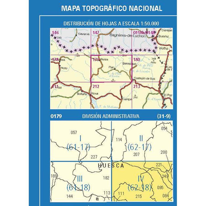 Carte topographique de l'Espagne n° 0179.4 - Plan | CNIG - 1/25 000 carte de randonnée CNIG