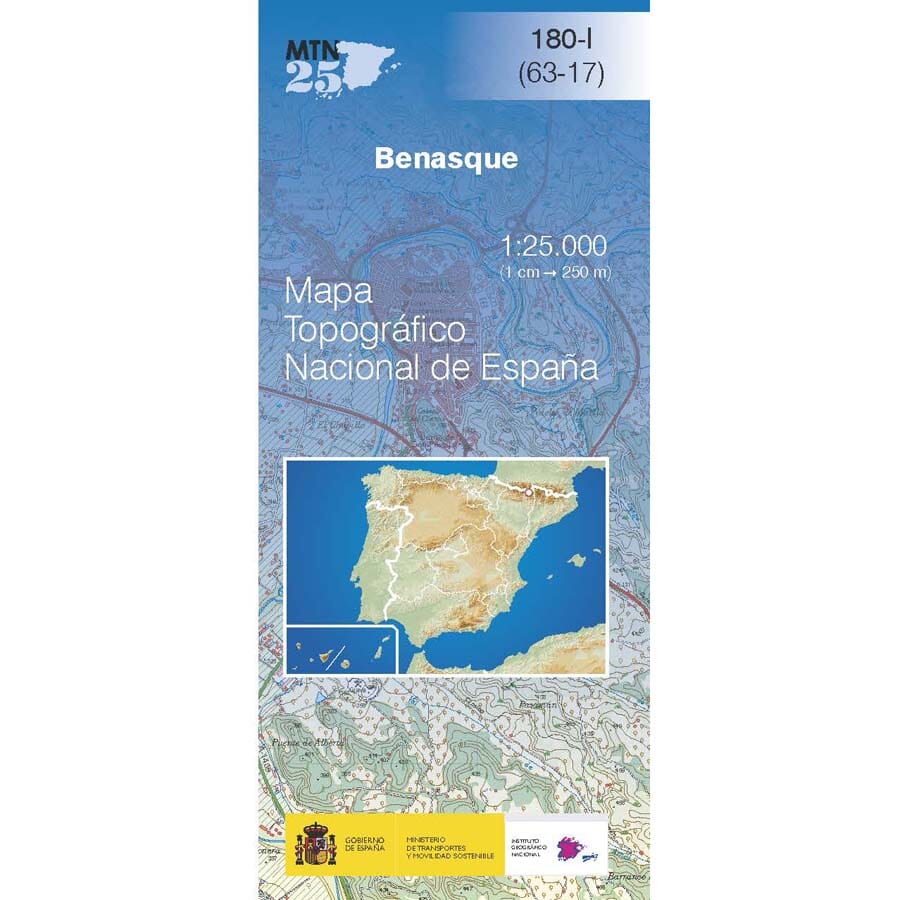 Carte topographique de l'Espagne n° 0180.1 - Benasque | CNIG - 1/25 000 carte pliée CNIG 