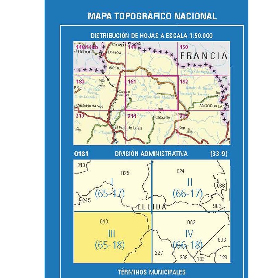 Carte topographique de l'Espagne n° 0181.3 - Boi | CNIG - 1/25 000 carte de randonnée CNIG 