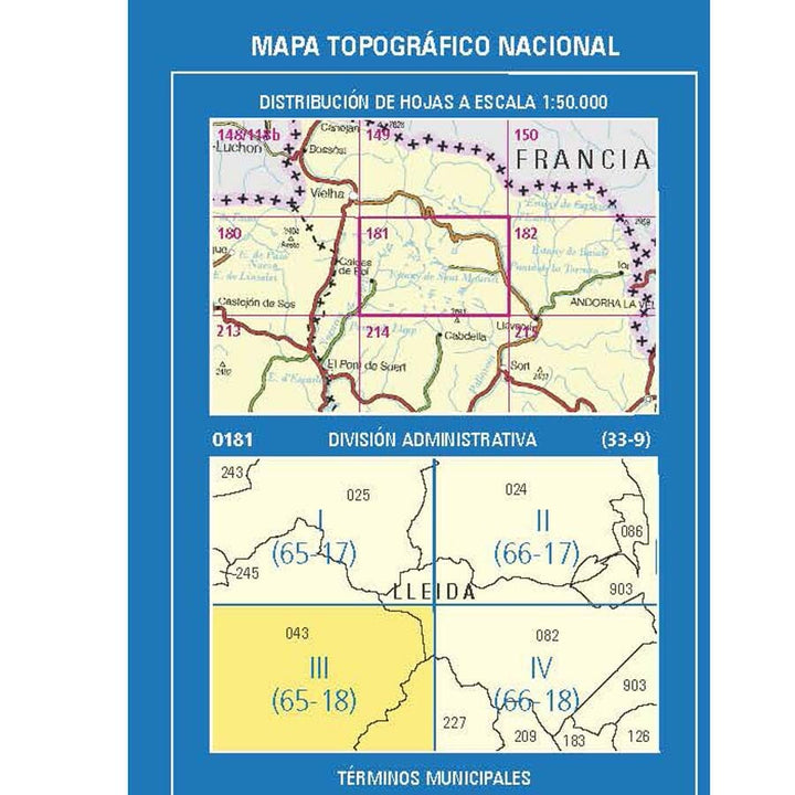 Carte topographique de l'Espagne n° 0181.3 - Boi | CNIG - 1/25 000 carte de randonnée CNIG 
