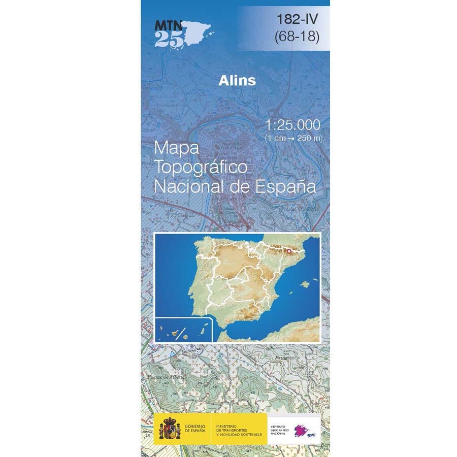 Carte topographique de l'Espagne n° 0182.4 - Alins | CNIG - 1/25 000 carte pliée CNIG 