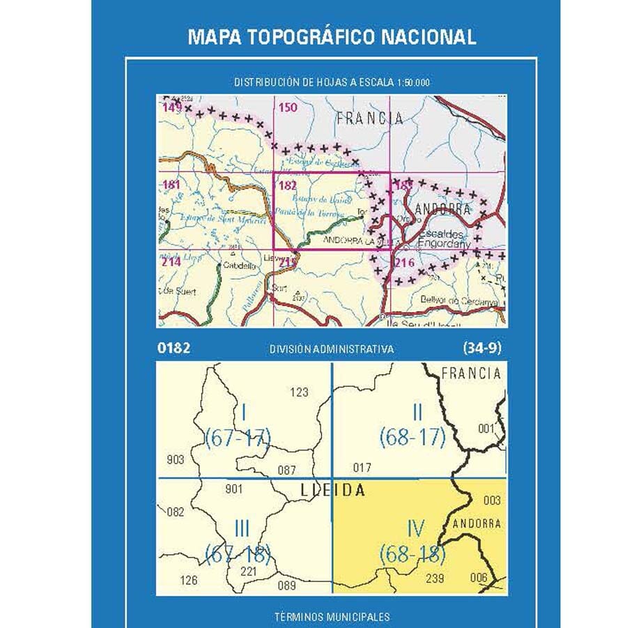 Carte topographique de l'Espagne n° 0182.4 - Alins | CNIG - 1/25 000 carte de randonnée CNIG