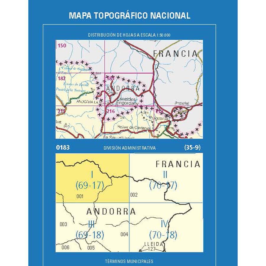 Carte topographique de l'Espagne n° 0183.1 - Llorts | CNIG - 1/25 000 carte pliée CNIG 