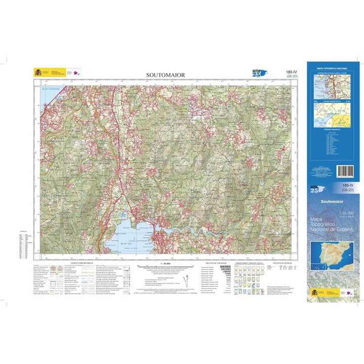Carte topographique de l'Espagne n° 0185.4 - Soutomaior | CNIG - 1/25 000 carte de randonnée CNIG