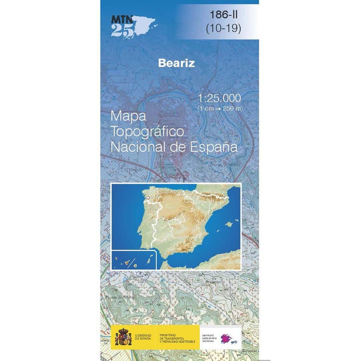 Carte topographique de l'Espagne n° 0186.2 - Beariz | CNIG - 1/25 000 carte de randonnée CNIG 
