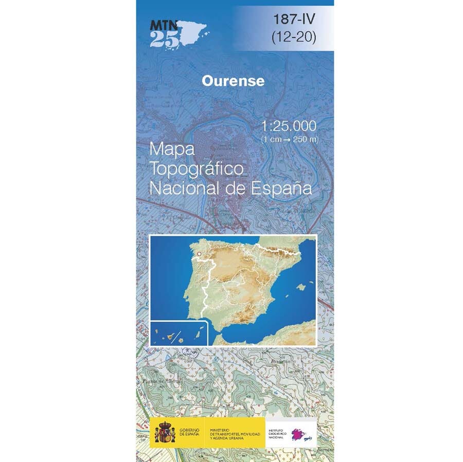 Carte topographique de l'Espagne n° 0187.4 - Ourense | CNIG - 1/25 000 carte de randonnée CNIG Default Title