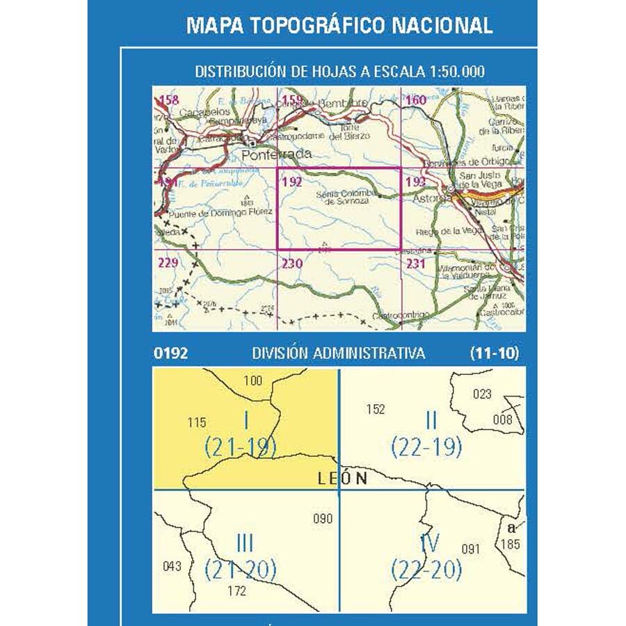 Carte topographique de l'Espagne n° 0192.1 - Pobladura de la Sierra | CNIG - 1/25 000 carte de randonnée CNIG