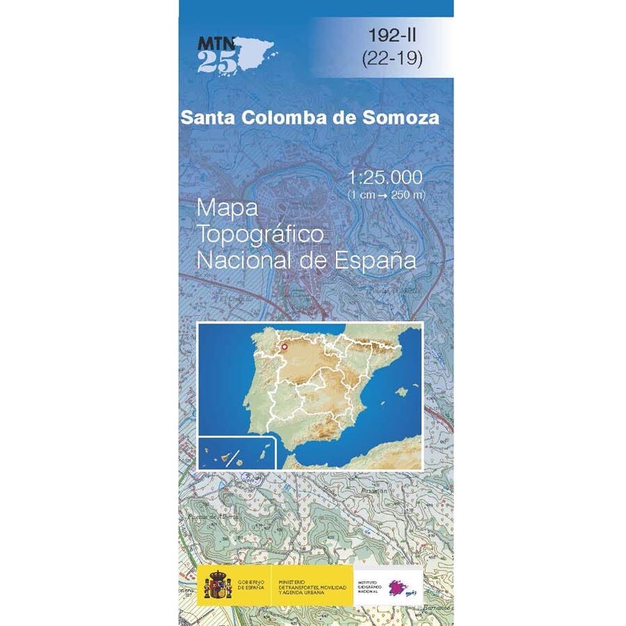 Carte topographique de l'Espagne n° 0192.2 - Santa Colomba de Somoza | CNIG - 1/25 000 carte de randonnée CNIG