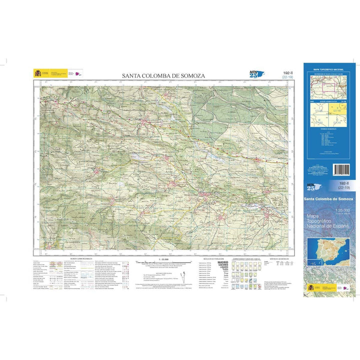 Carte topographique de l'Espagne n° 0192.2 - Santa Colomba de Somoza | CNIG - 1/25 000 carte de randonnée CNIG