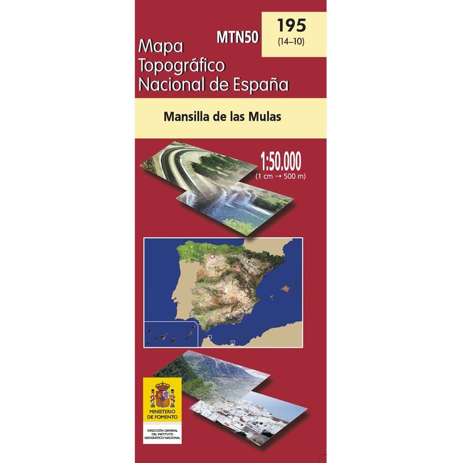 Carte topographique de l'Espagne n° 0195 - Mansilla de las Mulas | CNIG - 1/50 000 carte de randonnée CNIG
