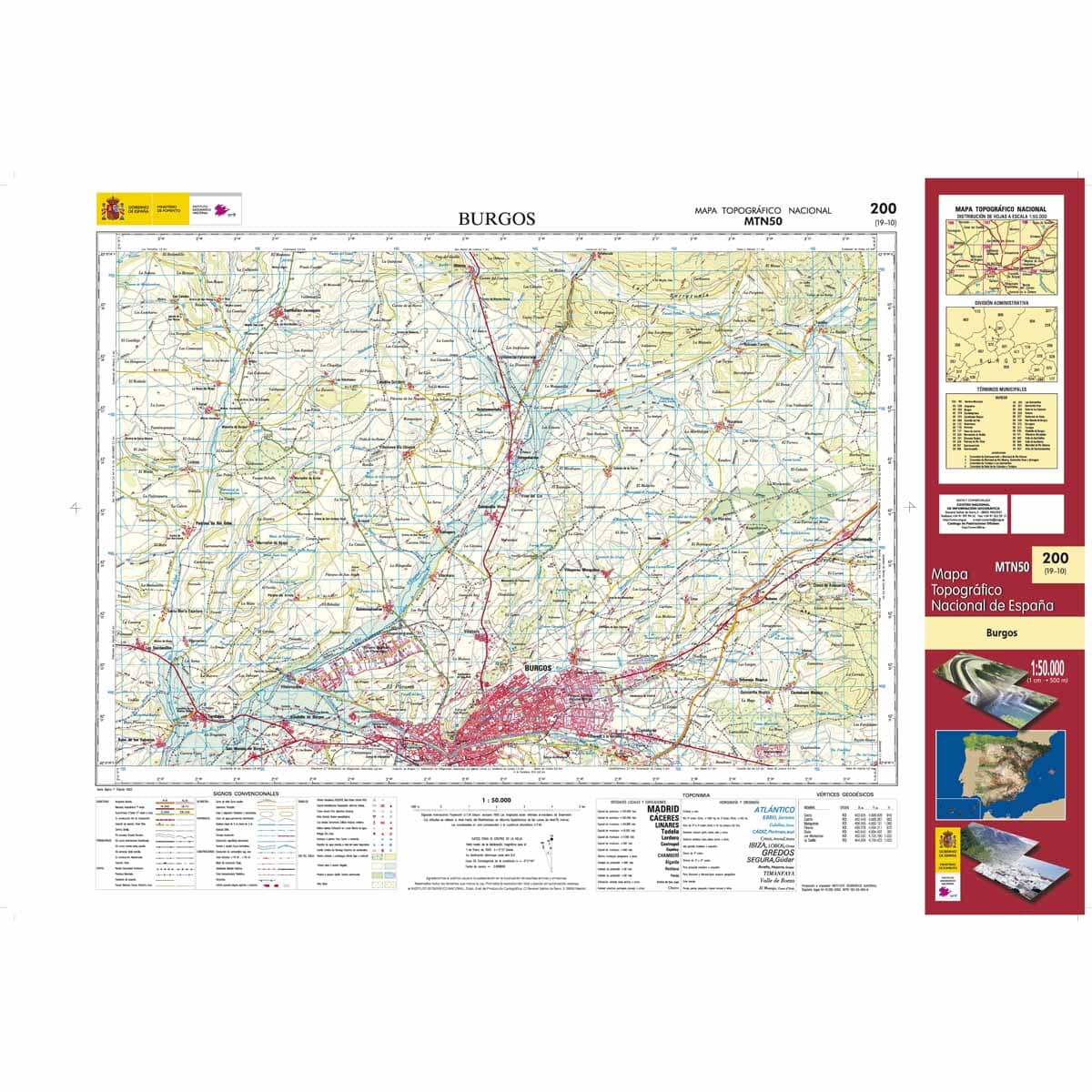 Carte topographique de l'Espagne n° 0200 - Burgos | CNIG - 1/50 000 carte de randonnée CNIG