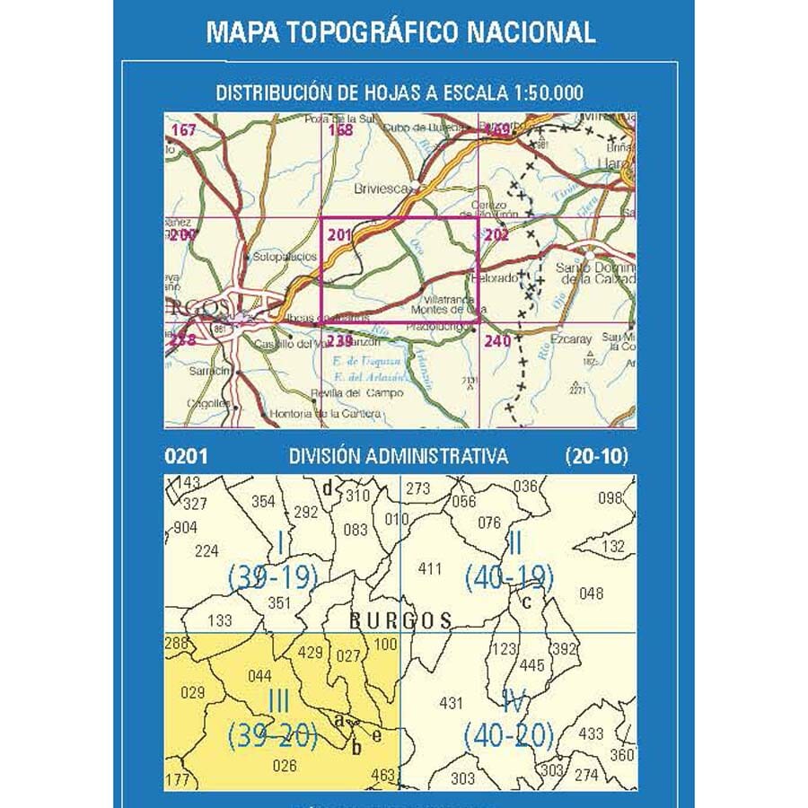 Carte topographique de l'Espagne n° 0201.3 - Atapuerca | CNIG - 1/25 000 carte de randonnée CNIG