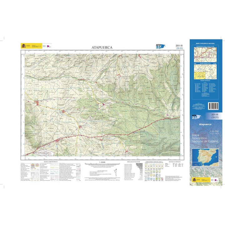 Carte topographique de l'Espagne n° 0201.3 - Atapuerca | CNIG - 1/25 000 carte de randonnée CNIG