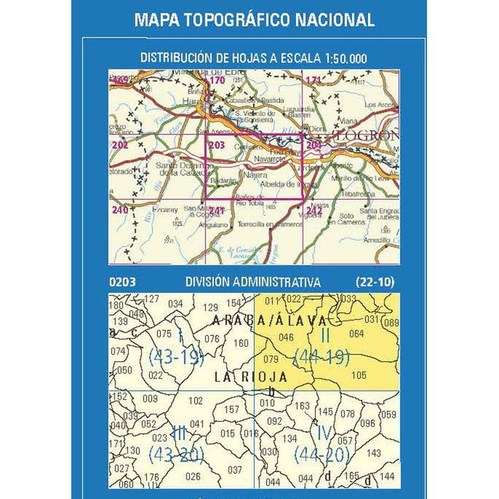 Carte topographique de l'Espagne n° 0203.2 - Cenicero | CNIG - 1/25 000 carte de randonnée CNIG