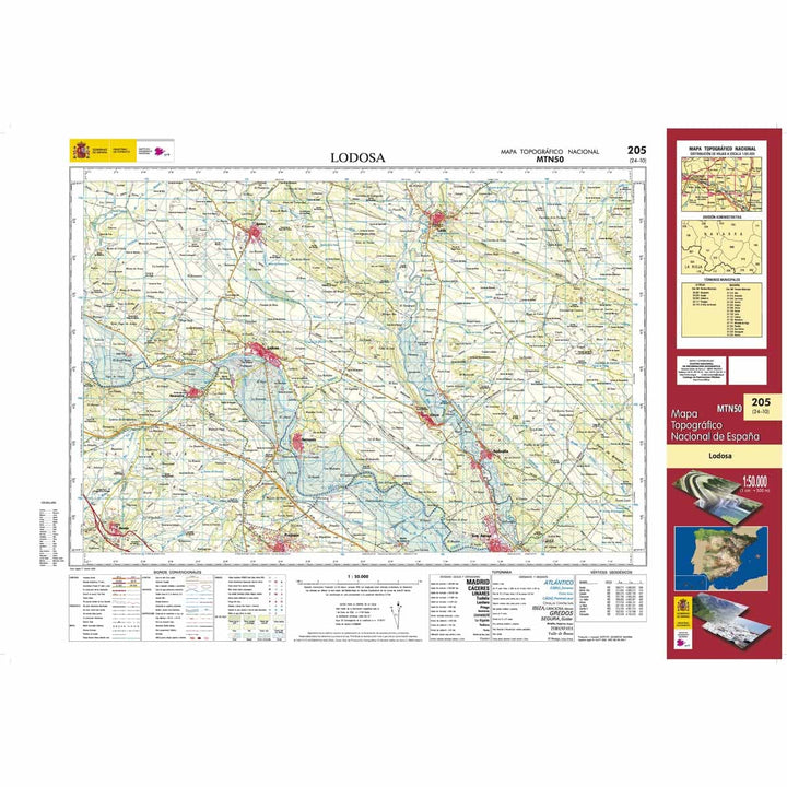 Carte topographique de l'Espagne n° 0205 - Lodosa | CNIG - 1/50 000 carte de randonnée CNIG