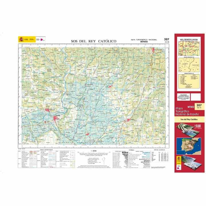Carte topographique de l'Espagne n° 0207 - Sos del Rey Católico | CNIG - 1/50 000 carte de randonnée CNIG