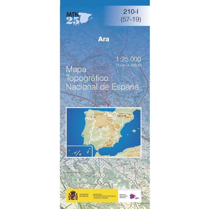 Carte topographique de l'Espagne n° 0210.1 - Ara | CNIG - 1/25 000 carte pliée CNIG 