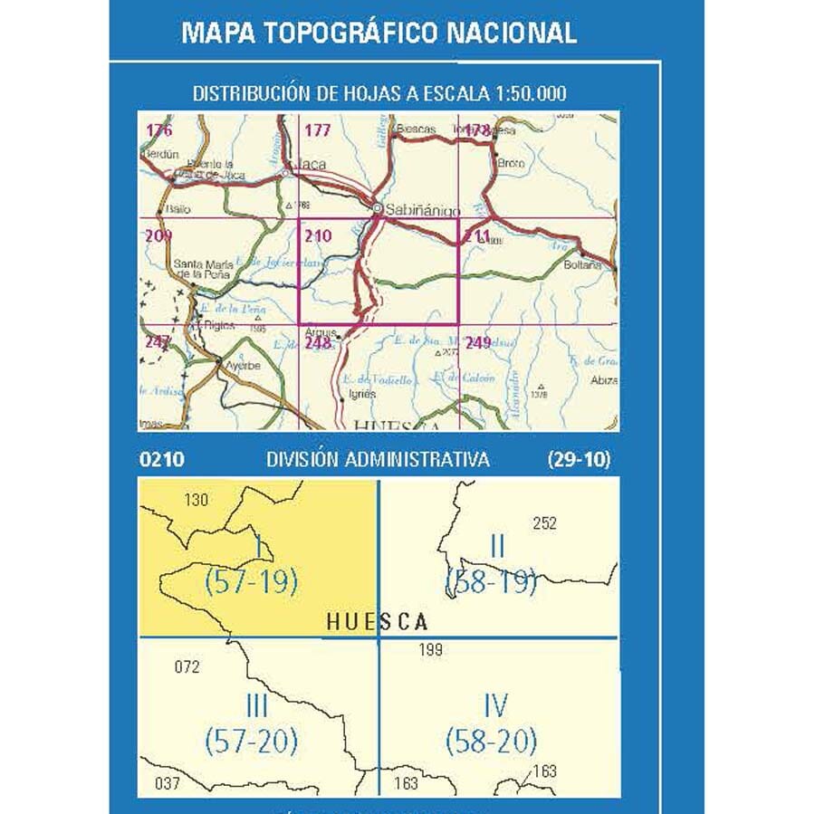 Carte topographique de l'Espagne n° 0210.1 - Ara | CNIG - 1/25 000 carte de randonnée CNIG