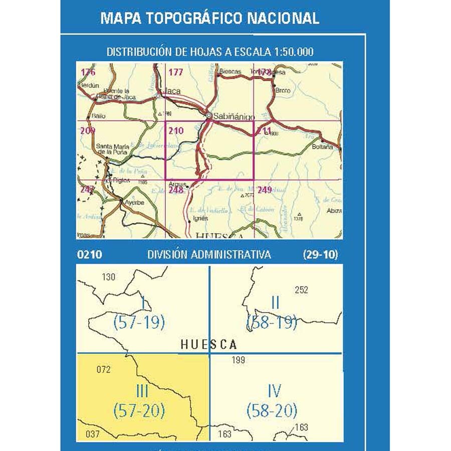 Carte topographique de l'Espagne n° 0210.3 - Caldearenas | CNIG - 1/25 000 carte de randonnée CNIG