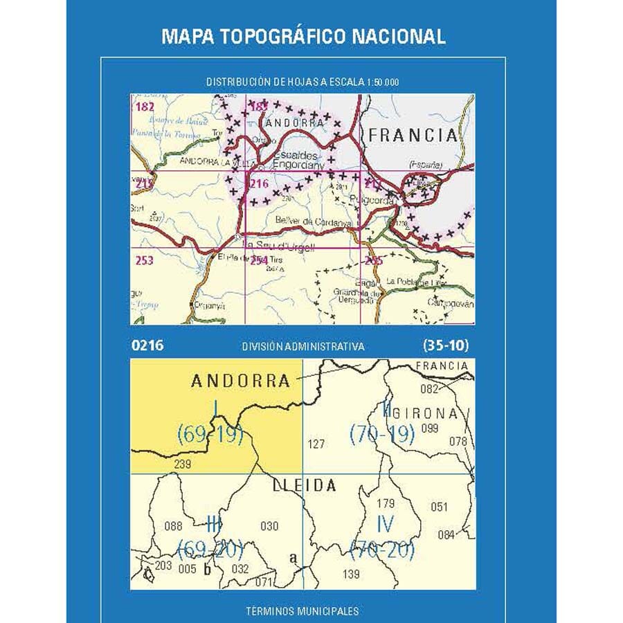 Carte topographique de l'Espagne n° 0216.1 - Arcavell | CNIG - 1/25 000 carte de randonnée CNIG