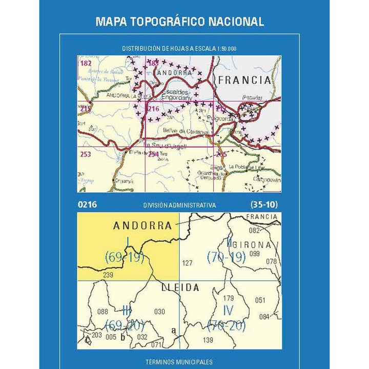 Carte topographique de l'Espagne n° 0216.1 - Arcavell | CNIG - 1/25 000 carte pliée CNIG 